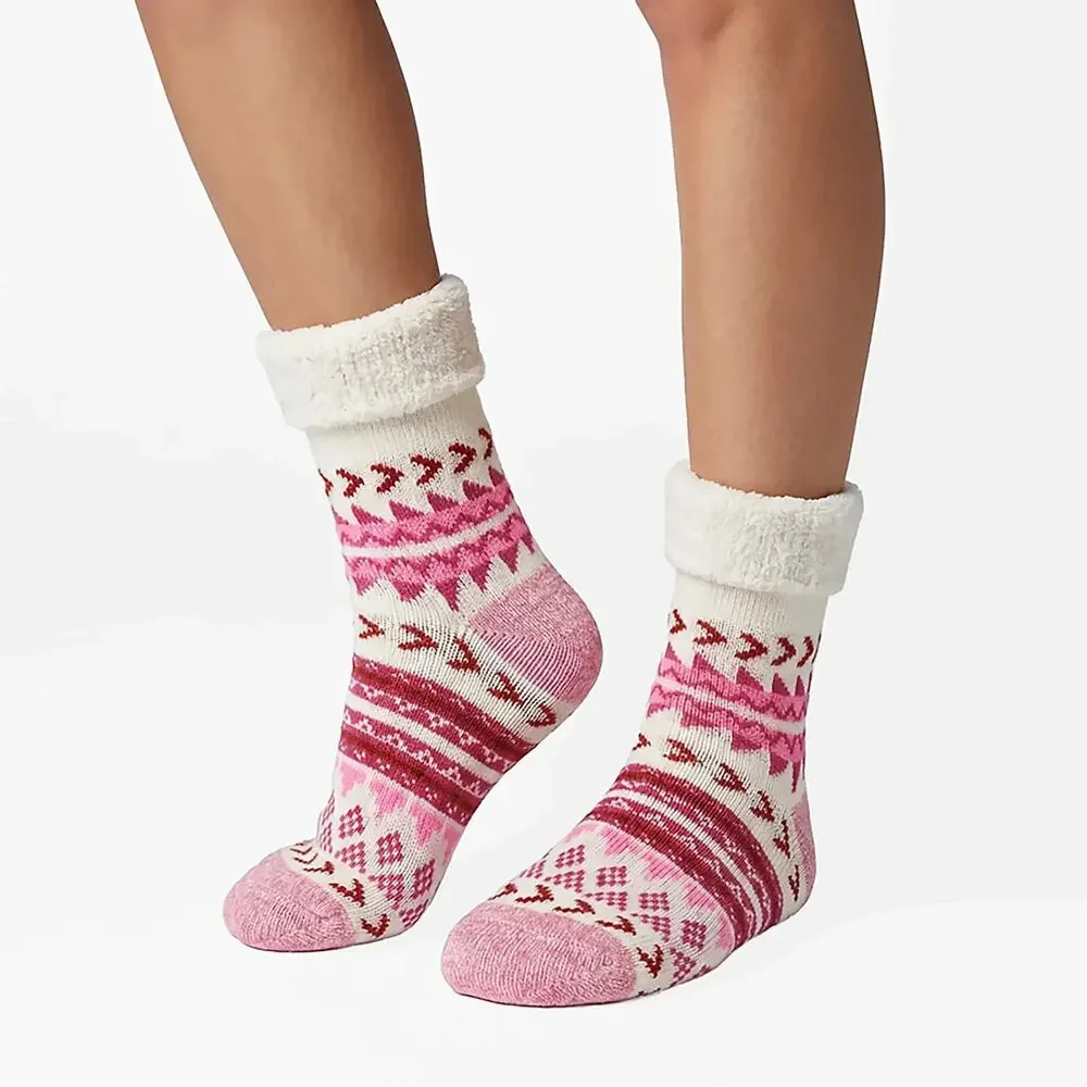 Magellan Outdoors Foldover Lodge Crew Socks Pink Aloe Infused Lined Medium 6-10